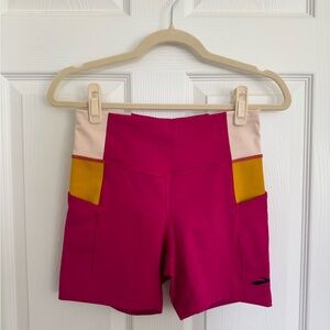Women's Pink and Yellow Biker Shorts